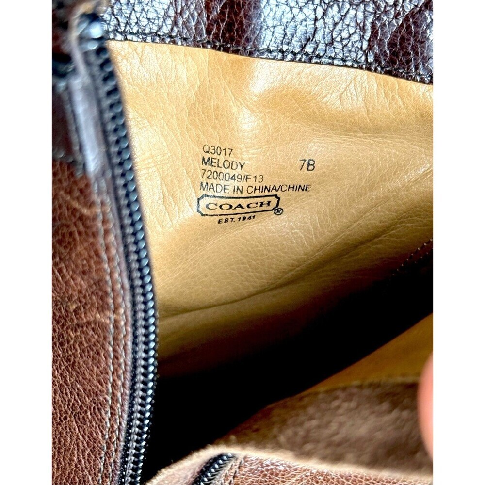Coach Melody Leather Wedge Ankle Boots Brown Almond Toe Zip Size 7B - Picture 10 of 14